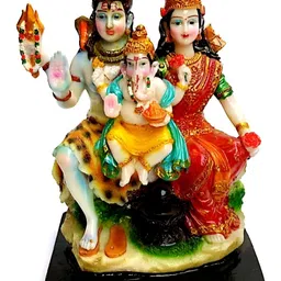 krishnagallery1 Gold Toned Red Lord Shiv Parivar Statue Showpiece-21