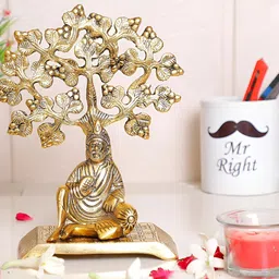 Kridaykraft Gold-Toned Metal Sirdi Saibaba Statue Under Tree Showpiece-image-22