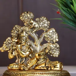 Kridaykraft Gold-Toned Lord Krishna Metal Showpiece-image-72