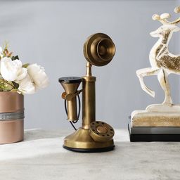 EXIM DECOR Rust Brass Antique Candle Style Dummy Telephone Showpiece-image-48