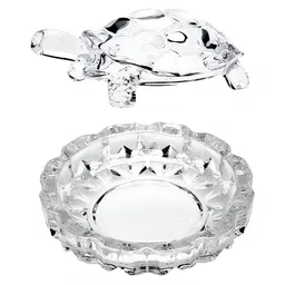 Navyaksh White Crystal Turtle With Plate Showpiece-image-55