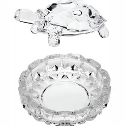 Navyaksh White Crystal Religious Small Turtle Plate Showpiece-image-53