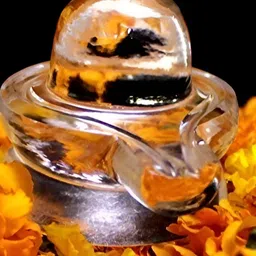 Navyaksh White Crystal Shivling Religious Showpiece-82