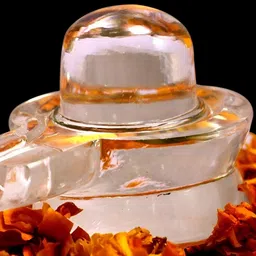 Navyaksh White Crystal Religious Small Shivling Showpiece-70