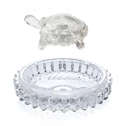 Navyaksh Transparent Turtle With Tray Religious Idol Showpiece-image-93
