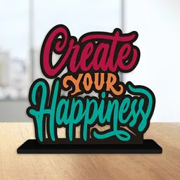 ArtVibes Maroon & Green Quote Printed Wooden Table Showpiece-35