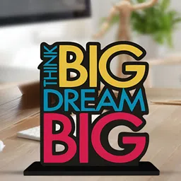 ArtVibes Black Think Big Dream Motivational Quote Wooden Table Decor Showpiece-image-22