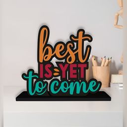 ArtVibes Orange & Red Quote Printed Wooden Table Showpiece-12