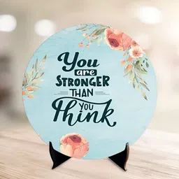 ArtVibes Blue & Pink Quote Printed Wooden Table Showpiece-30