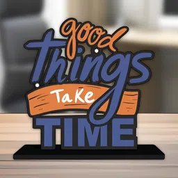 ArtVibes Orange & Blue Quote Printed Wooden Table Showpiece-image-12