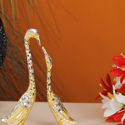 HANDICRAFTS PARADISE Brown & Silver Toned 2 Pieces Animal Swan Metal Showpiece-image-59
