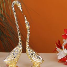 HANDICRAFTS PARADISE Brown & Silver Toned 2 Pieces Animal Swan Metal Showpiece-image-71