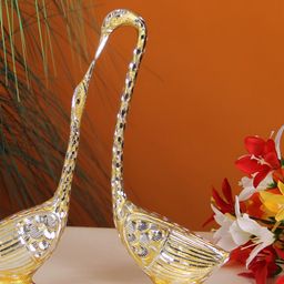 HANDICRAFTS PARADISE Brown & Silver Toned 2 Pieces Animal Swan Metal Showpiece-image-70