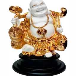 krishnagallery1 White & Gold Wooden Buddha Idol Showpiece-image-32