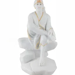 krishnagallery1 White & Gold Toned Religious Original Sai Statue Showpiece-image-62