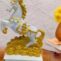 krishnagallery1 White Antique Horse Figurine Love Couple Showpiece-image-79