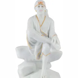 krishnagallery1 White & Gold Toned Sai Baba Statue Religious Showpiece-image-77
