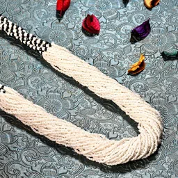 Bamboo Tree Jewels White & Black Afghan Necklace-30
