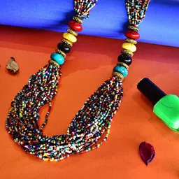 Bamboo Tree Jewels Multicoloured Afghan Necklace-image-66