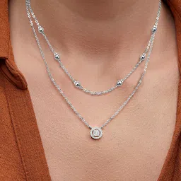 MINUTIAE Brass Silver-Plated Stones Studded layered Necklace-18