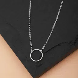 Carlton London Silver-Toned Rhodium Plated Necklace-58