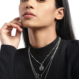 Jewels Galaxy Silver-Plated Layered Beaded Necklace-39