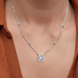 MINUTIAE Brass Silver-Plated Stones Studded Necklace-image-18