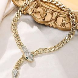 VIEN Gold-Plated Stainless Steel Rhinestone Necklace-image-45