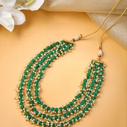 Yellow Chimes Gold-Plated Beaded MultiLayered Necklace-picture-15