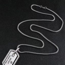 FIMBUL Men Silver-Plated Geometric-Shaped Antique Pendant With Chain-image-102