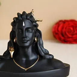 Navyaksh Black & Gold-Toned Polyresin Religious Small Dev Aadiyogi Showpiece-image-8