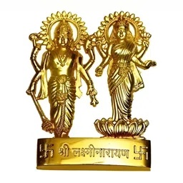 Navyaksh Gold-Toned Metal Vishnu Laxmi Showpiece-4