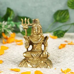 Imli Street Brown Textured Shiva Brass Idol Showpiece-image-35