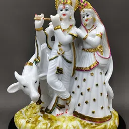 CraftVatika White & Gold Toned Marble Religious Idol Decorative Showpiece-image-32