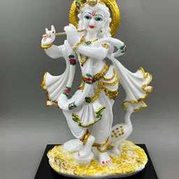 CraftVatika White & Gold Toned Marble Religious Idol Decorative Showpiece-image-36