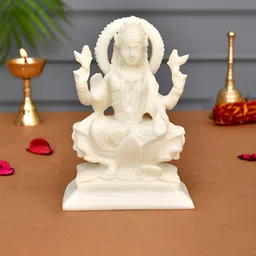 CraftVatika White Small Marble Religious Goddess Lakshmi Idol Showpiece-10