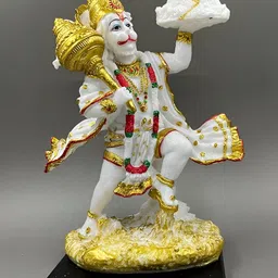 CraftVatika White & Gold Toned Marble Religious Idol Decorative Showpiece-image-30