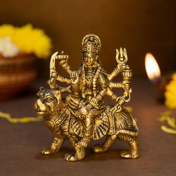 Ekhasa Gold-Toned Pure Brass Durga Maa Idol Showpiece-image-87