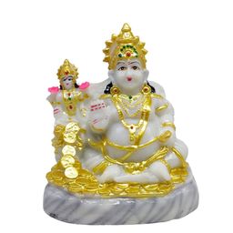 GLOOKS White & Gold Toned Lakshmi Marble Dust Statue Idol Showpiece-image-8