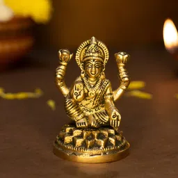 Ekhasa Gold-Toned Pure Brass Laxmi Maa Idol Showpiece-image-28