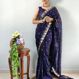 DIVASTRI Ethnic Motifs Woven Design Pure Georgette Saree-picture-43