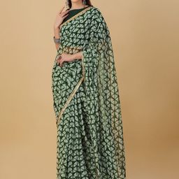 Sangria Tie & Dye Dyed Chiffon Saree-image-3