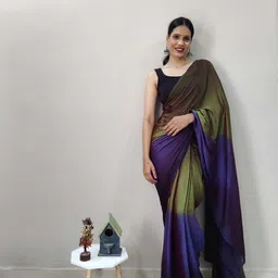 Mitera Green Ombre Dyed Ready To Wear Saree-image-95