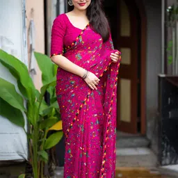 Panzora  Warli Printed Embroidered Saree-image-36