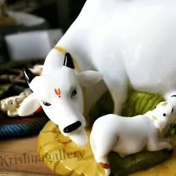 krishnagallery1 Green Birds and Animals Krishna Cow Statue Marble Showpiece-image-48