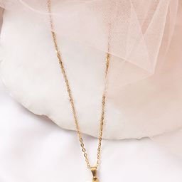 BEWITCHED Gold-Toned & White Stone Studded Letter B Charm Pendant With Chain-45