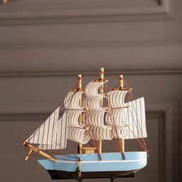 EXIM DECOR Blue & Brown Sailing Ship Showpiece-image-57