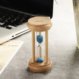 EXIM DECOR Blue Round Three Pillar Sand Timer Showpiece-image-91
