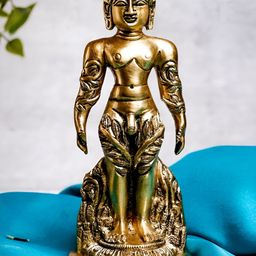The Advitya Gold Toned Mahavir- Jain Guru Statue Brass Showpiece-image-21