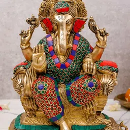 The Advitya Lord Ganesh With Mosaic Work Showpiece-image-45